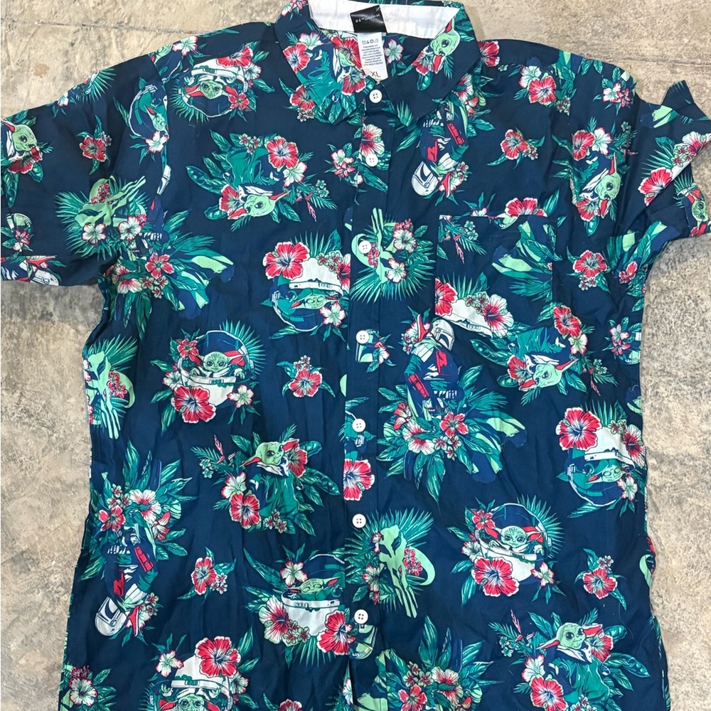 Star Wars Blue Floral Button Down Shirt